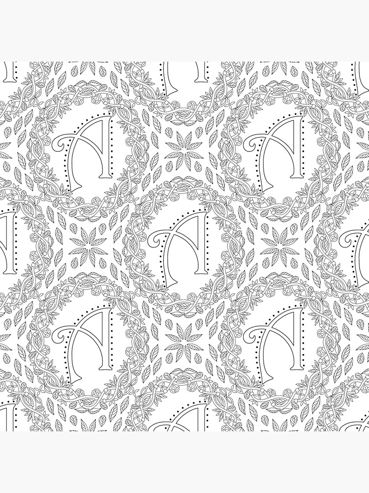 Letter A Black And White Wreath Monogram Initial by theartofvikki