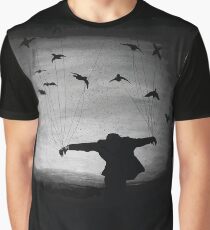 Mann im Flug mit Raben Grafik T-Shirt