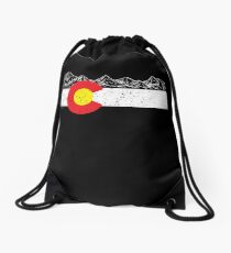 Colorado Flag Mountain Gift Vacation Colorado Day Denver Drawstring Bag