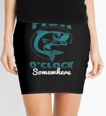 Funny Fishing Gift Fish O Clock Fisherman Fathers Day Mini Skirt