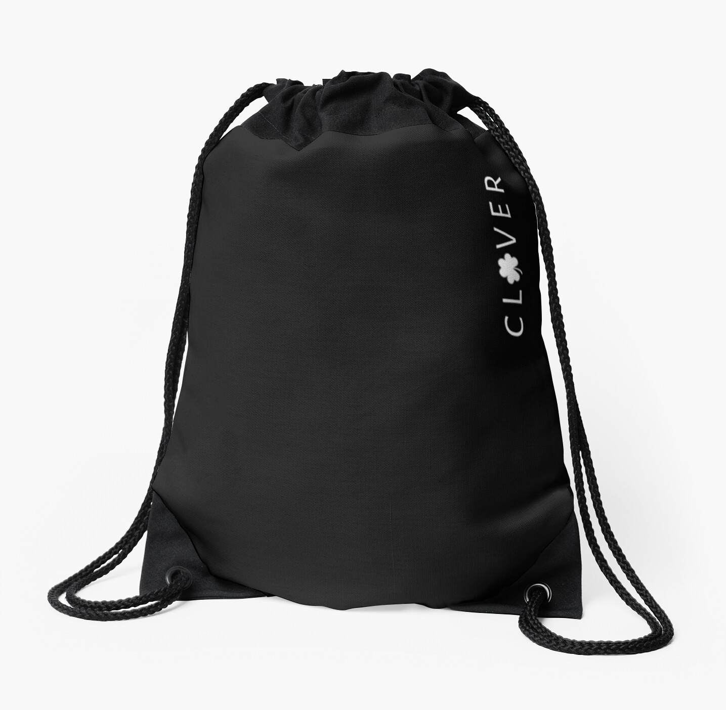 "Black Drawstring Bag (White Logo)" Drawstring Bags by Alex Reid
