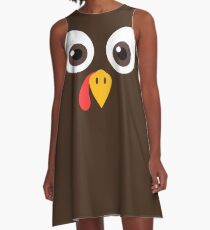 Thanksgiving day Funny Turkey Face T-shirt Men Women A-Line Dress