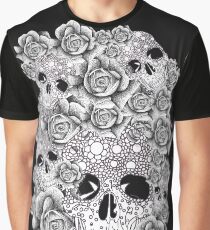 vintage, skull, roses, white, black retro, flowers Graphic T-Shirt