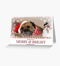Border Terrier Christmas Card ~ Merry & Bright Greeting Card