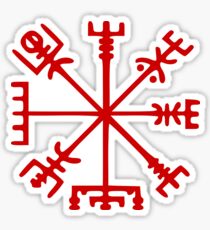 Blood Red VegvÃsir (Viking Compass) Sticker