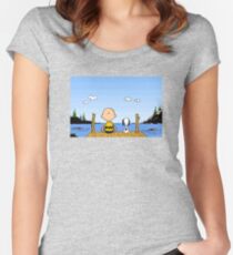 Charlie Brown Snoopy On Dock Women's Fitted Scoop T-Shirt