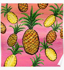 Tropical Sunset Pineapples in Acrylic Poster