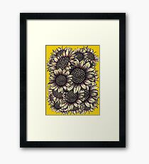 red, yellow, flowers, sunflowers, print Framed Print