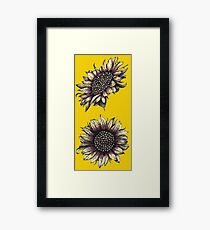 Yellow, flowers, sunflowers, print, pattern, fall Framed Print