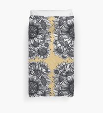 Black, White, Sunflowers, flowers, print, Duvet Cover