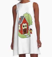 Red House Cartoon A-Line Dress