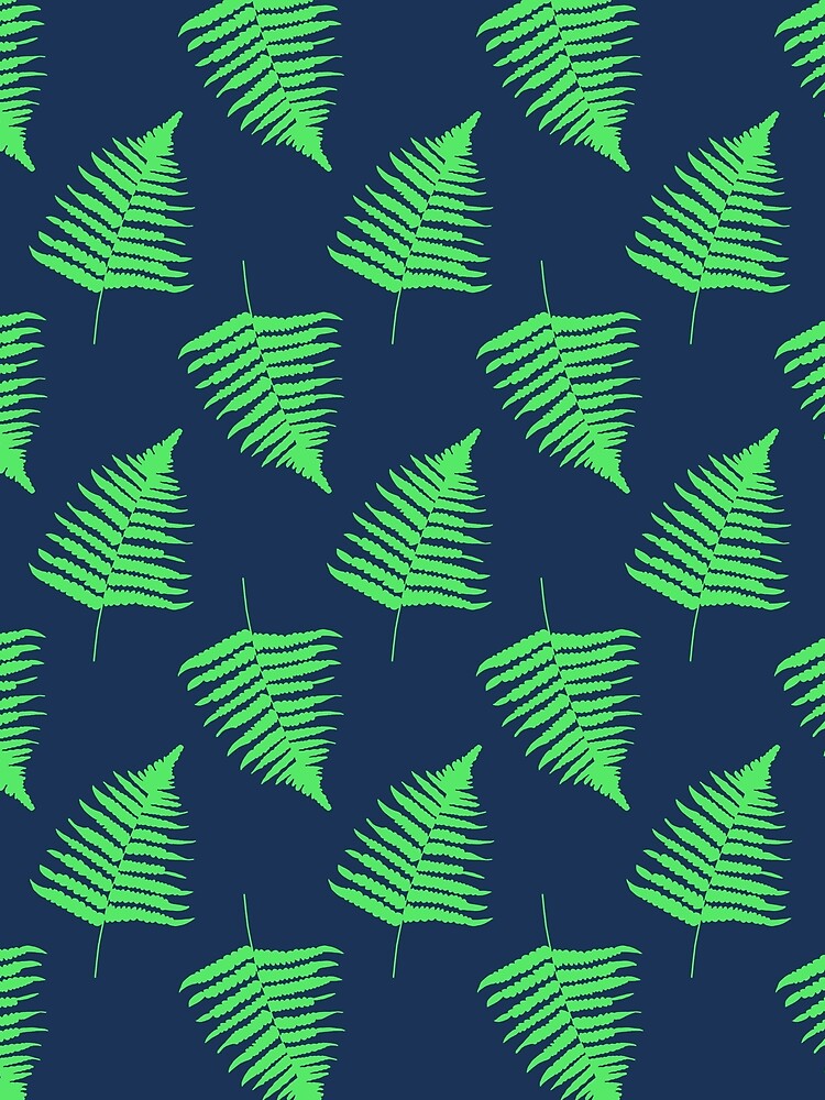 Navy and Lime Fern Pattern by GillianAdams