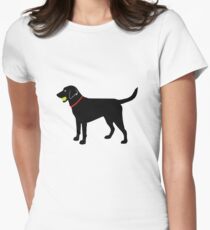 Camiseta entallada para mujer Labrador Retriever Fetch, Black Lab Play Ball