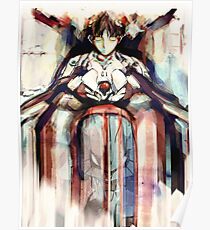 Shinji Evangelion Anime Tra Digital Painting Poster