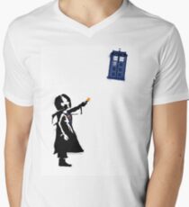 Girl with Blue Box V-Neck T-Shirt