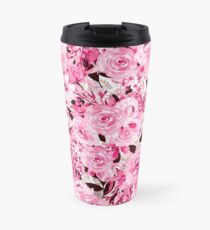 Feminine and Messy - pink flowers pattern Travel Mug