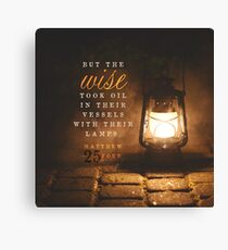 Matthew 25:4 Bible Verse Oil Lantern Lamp Print Canvas Print