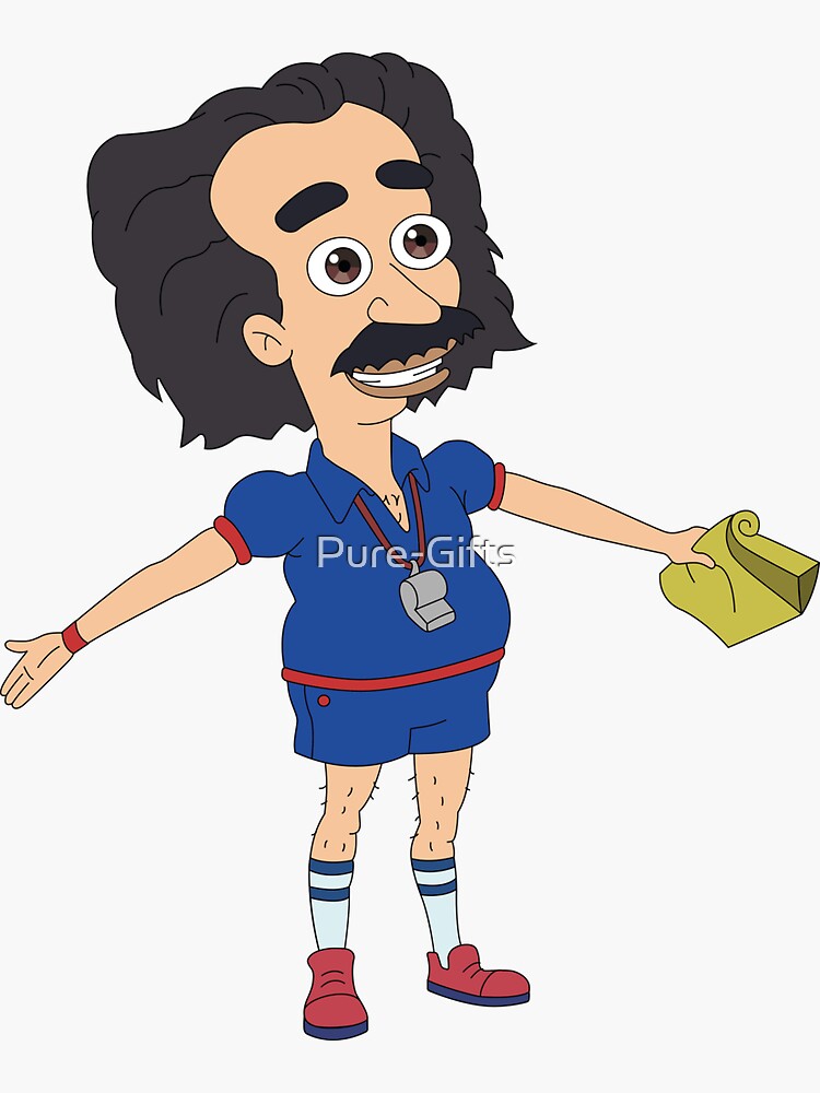 "Coach Steve with Lunch bag Big Mouth" Sticker by PureGifts Redbubble