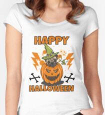 Happy Halloween Pug Tailliertes Rundhals-Shirt