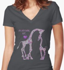 Purple Giraffe "Unconditional Love" - Design by UMD Women's Fitted V-Neck T-Shirt