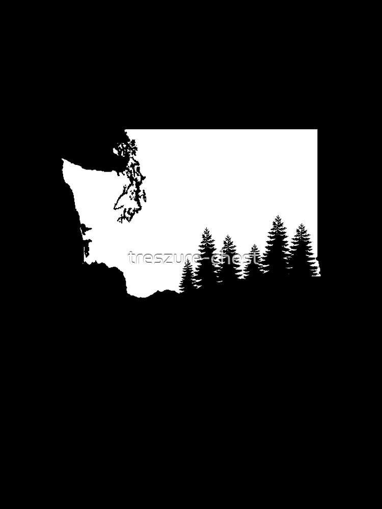 "White Washington State Silhouette Evergreen Tree Cutout" Tshirt by treszurechest Redbubble