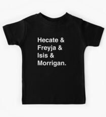 Goddesses of Magic - Hecate, Freyja, Isis, and Morrigan Kids Tee