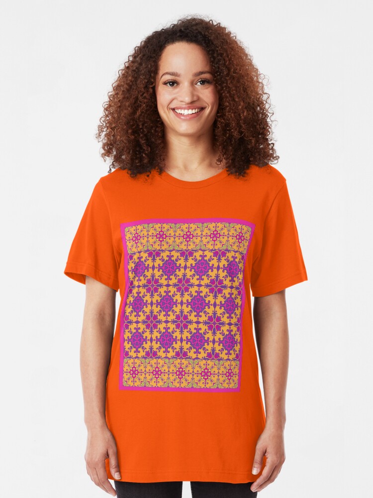 Alternate view of azulejo print - fuschia Slim Fit T-Shirt