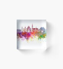 Osijek skyline in watercolor background Acrylic Block