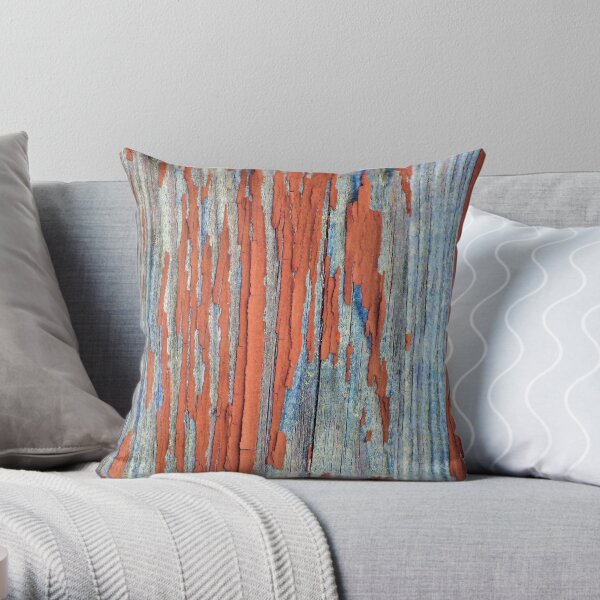 Rustic weathered wood in red Throw Pillow