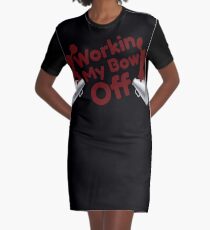 Workin My Bow Off Funny Cheerleading Cheer Graphic T-Shirt Dress