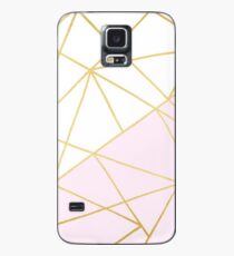 Weiß und Pink mit goldenen geometrischen Linien Hülle & Klebefolie für Samsung Galaxy