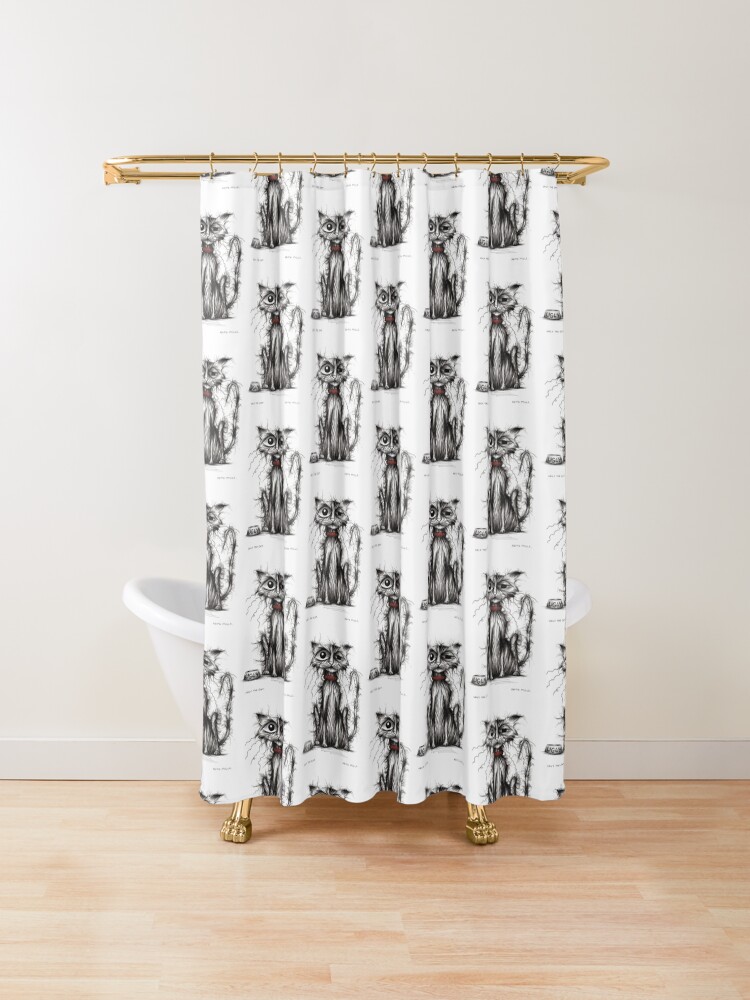 "Ugly the cat" Shower Curtain by KeithMillsArt Redbubble