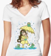 Best Frog Girl Women's Fitted V-Neck T-Shirt