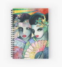 Geisha Girls Holding a Fan Spiral Notebook