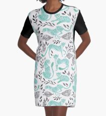 Cheetah Collection – Mint & Black Palette Graphic T-Shirt Dress