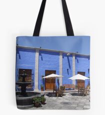 Blue courtyard Tote Bag