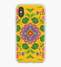 Floral Rangoli Pattern on Yellow iPhone Case