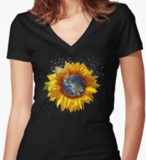 Sonnenblume Erde Blume Planet Geschenk Tailliertes T-Shirt mit V-Ausschnitt