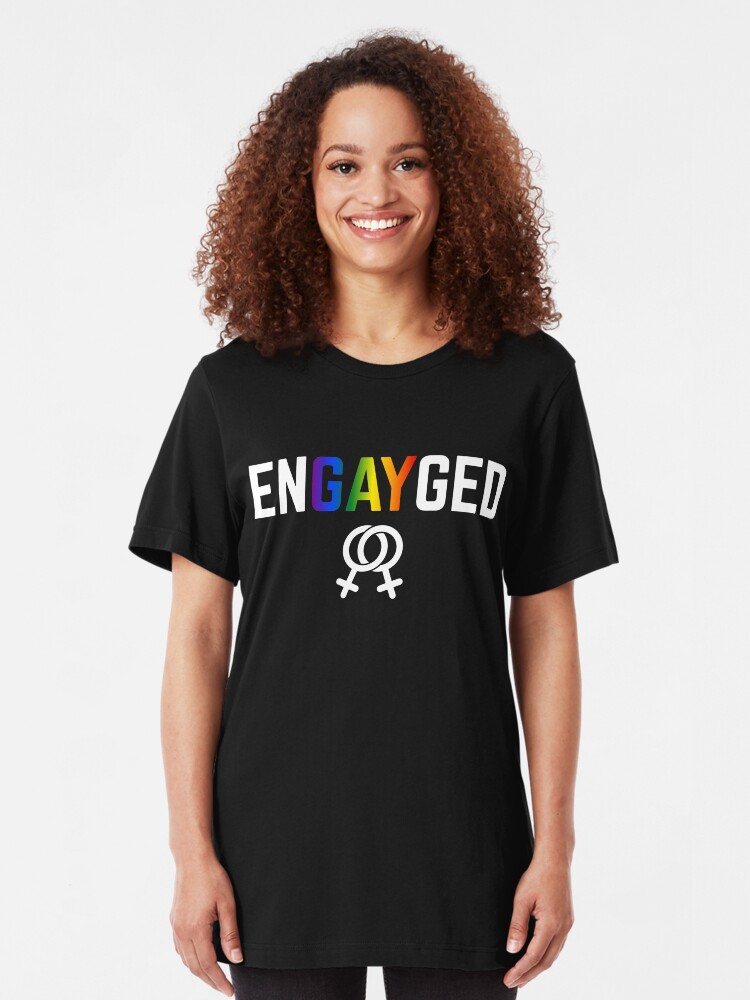 Alternative Ansicht von Engayged Gay Engagement Lesbian - LGBT Pride Month Gift Slim Fit T-Shirt
