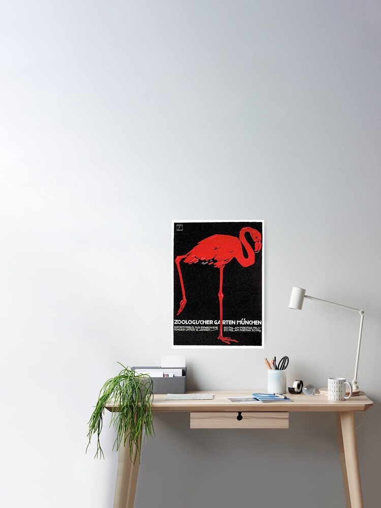 Flamingo In Munich 1912 Zoo Advertisement Poster By Edsimoneit