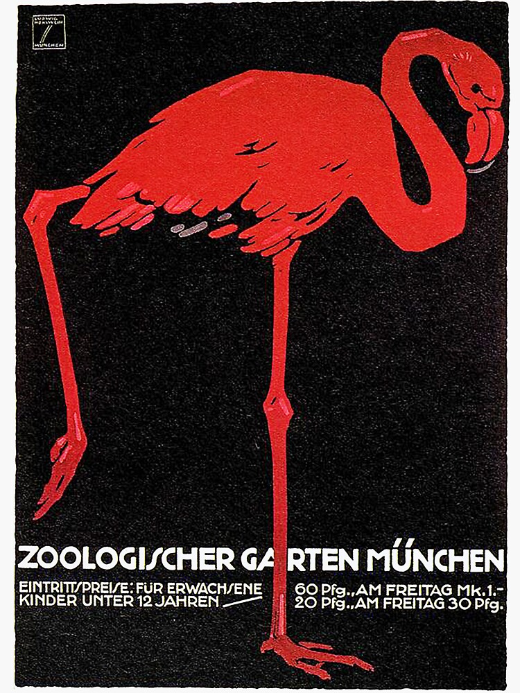 Flamingo in Munich 1912 Zoo Advertisement by edsimoneit