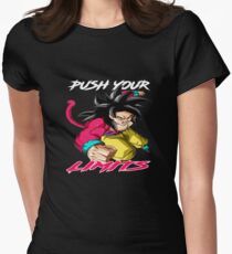 Goku SSJ4 "Push Your Limits" White/Red Letter Women's Fitted T-Shirt