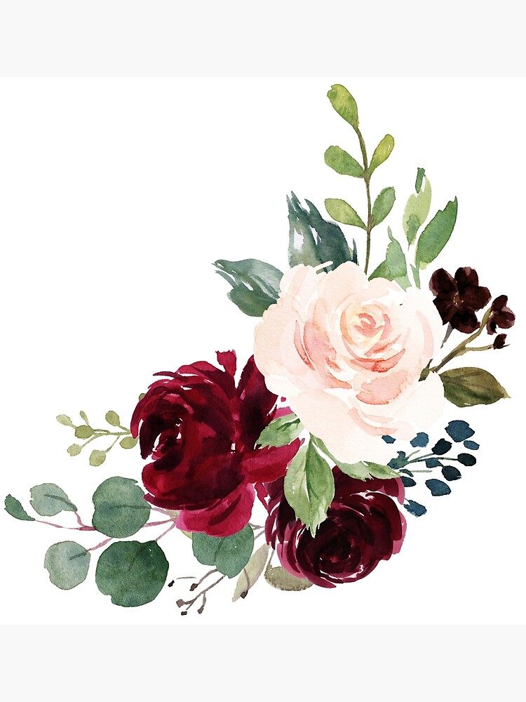 "Pink burgundy floral bouquet" Art Print by junkydotcom | Redbubble