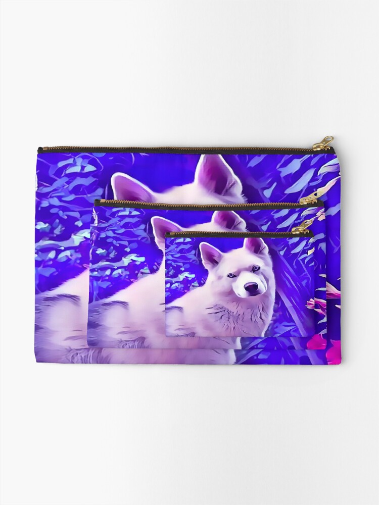 "White Siberian Husky" Zipper Pouch by Sunleil Redbubble