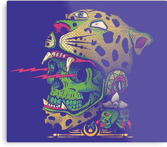Pop Art Vibrant Tribal Voodoo Aztec Skull Metal Print By Thesmartchicken Redbubble - galaxy tanktop galaxy skirt aztec vans shoes roblox