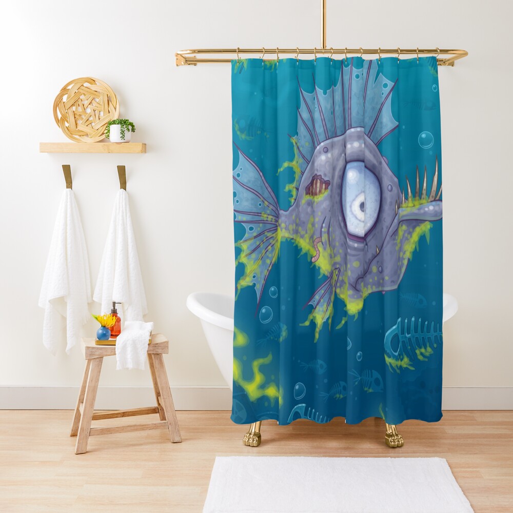 Zombie Fish Shower Curtain