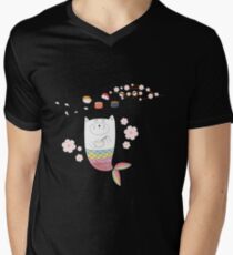 Camiseta para hombre de cuello en v Gato marmaid