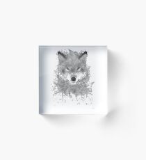 Grey Crystal wolf Acrylic Block
