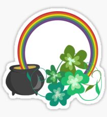 Irish Shamrocks and Gold at the end of the rainbow Sticker