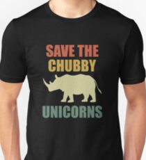 Speichern Sie das mollige Einhorn-T-Shirt Vintages Retro Slim Fit T-Shirt